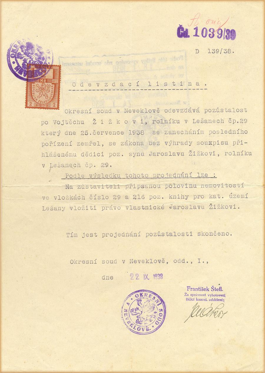 0devzdací listina - 22.9.1938.a